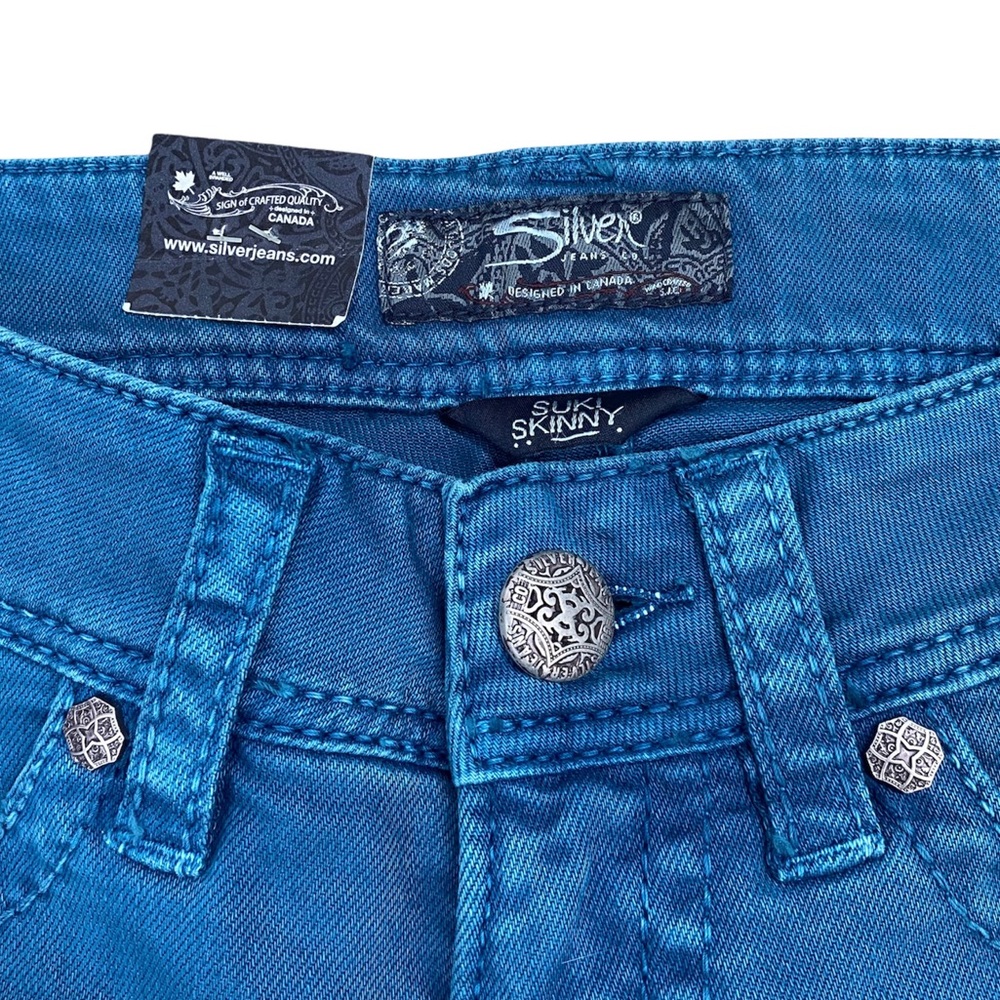Silver Suki Skinny Jeans, Teal - Picture 3 of 15